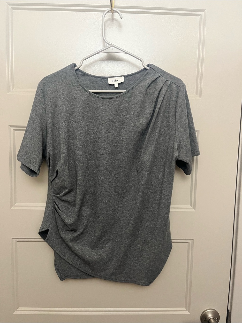 bohme Charcoal Gray Short Sleeve Side-Ruching Top